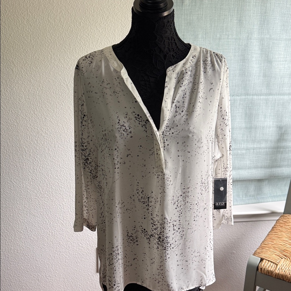 a.n.a White Blouse with Black Speckles